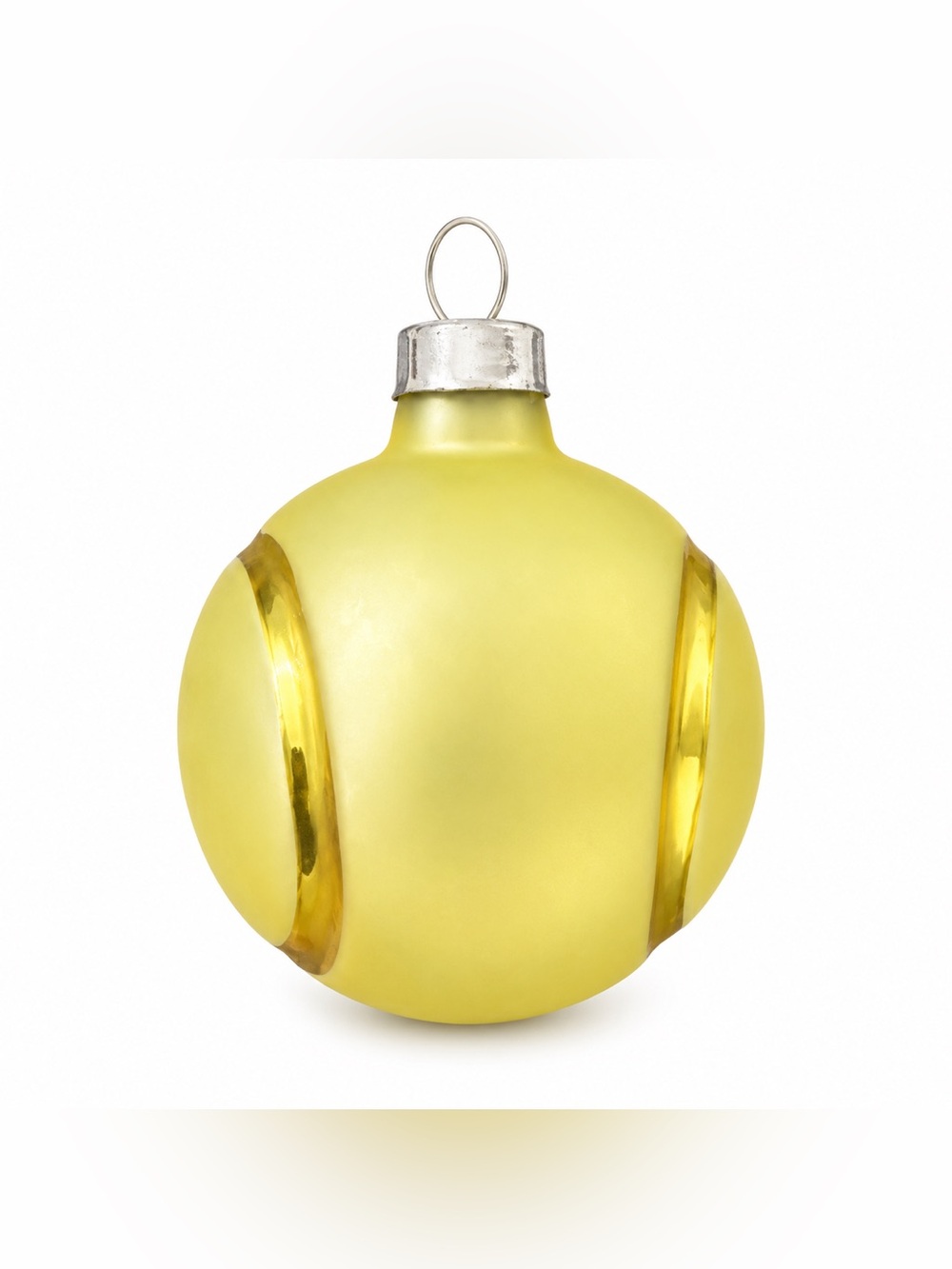 Tennis Ball Christmas Tree Ornament Yellow Gold New Old Stock Vintage glass